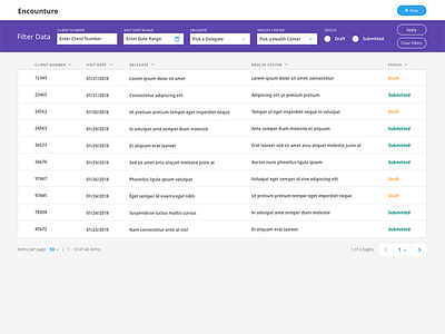 Health Care Admin data entry filters health care listing