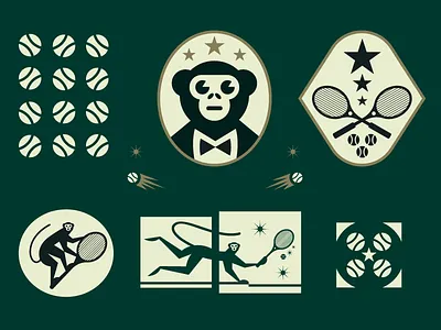 Tennis animal badge ball monkey play sport tennis