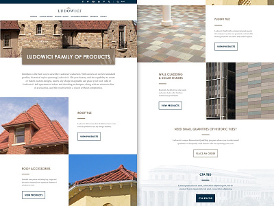 Ludowici - Initial Products Page Concept branding corporate marketing minimal mockup products web web design