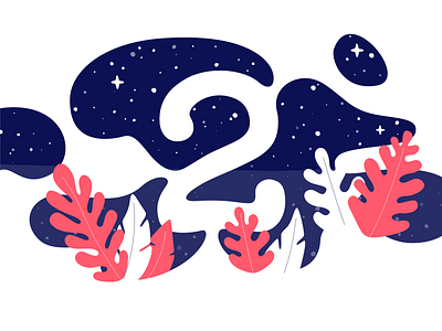 2 Invites draft dribbble giveaway illustration invitation invite nature night plants stars two