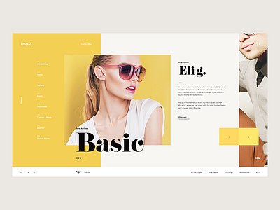 Armani Y.18 block design fashion interaction layout minimal modular mondrianism ui