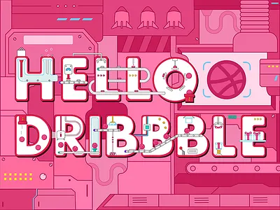 Hello Dribbble factory hello dribbble illustrator pink
