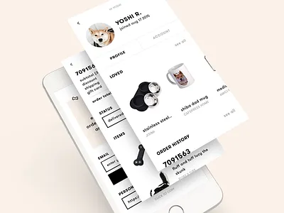 yoshi app account mobile order products profile receipt shiba shibe ux