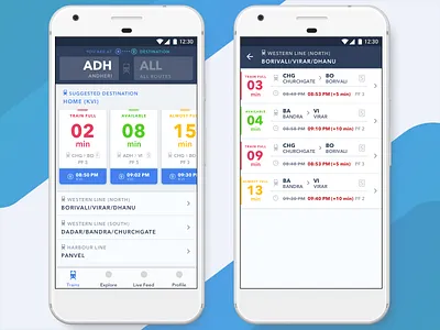 Mumbai Local Train Listing App app dashboard listing material mobile modern mumbai principle sketch train ui ux
