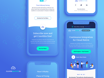 Cloud Native Integrations - Mobile Website blue cloud gradient illustration iphone landing mobile ui ux