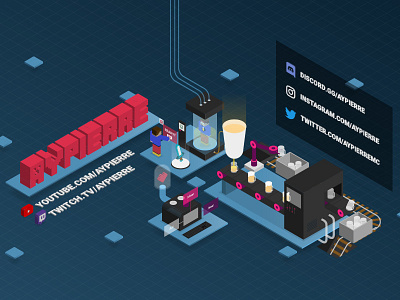 Aypierre's Twitch channel redesign beer channel design futurist gaming isometric mecanic minecraft pixel art pixels twitch