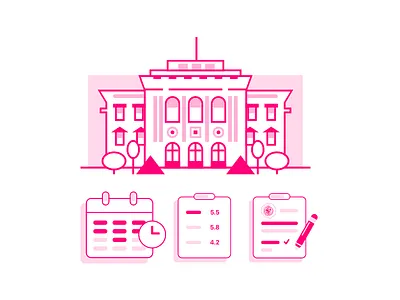 Unige App - Icons clean design icon iconography icons line minimal pink shape