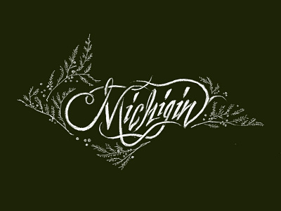 Michigin Calligraphy Mark - Outtake art direction calligraphy design gin hand drawn juniper long road distillers michigan michigin packaging typography upper peninsula