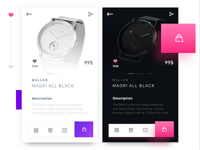 Product card - Meller Watch description e commerce gradient ios ios11 page product tabbar watch