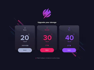 Electrify your upgrades :) app brand button design flat landing page material pricing storage ui ux web