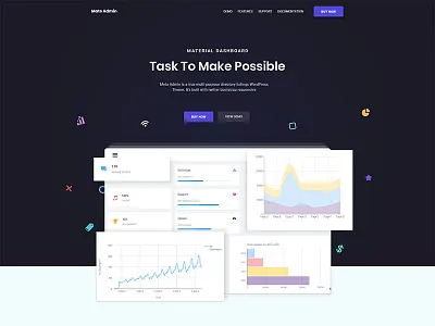 Mate Admin Landing Page admin chart dark dashboard design landing material template ui ux web widget