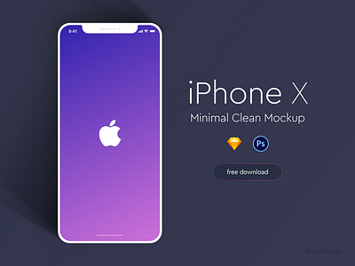 iPhoneX Minimal Clean Mockup - Freebie dailyui freebies gradient ios iphone iphonex mockup
