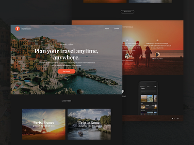 Travelisto Landing Page blog cta free freebie landing page list search sketch testimonials travel ui website