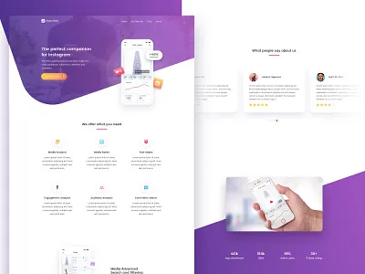 Instagram Statistics App Landing app clean instagram instagram followers landing modern statistics ux web website