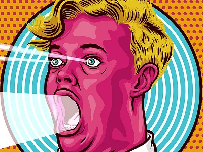Promo Guy australia illustration lasers magenta pop pop art portrait red face scream talent
