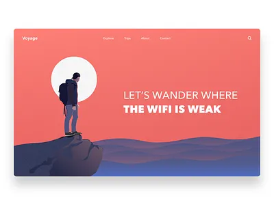 Voyage colors exploration header landing page minimal travel ui uidesign ux wander webdesign website