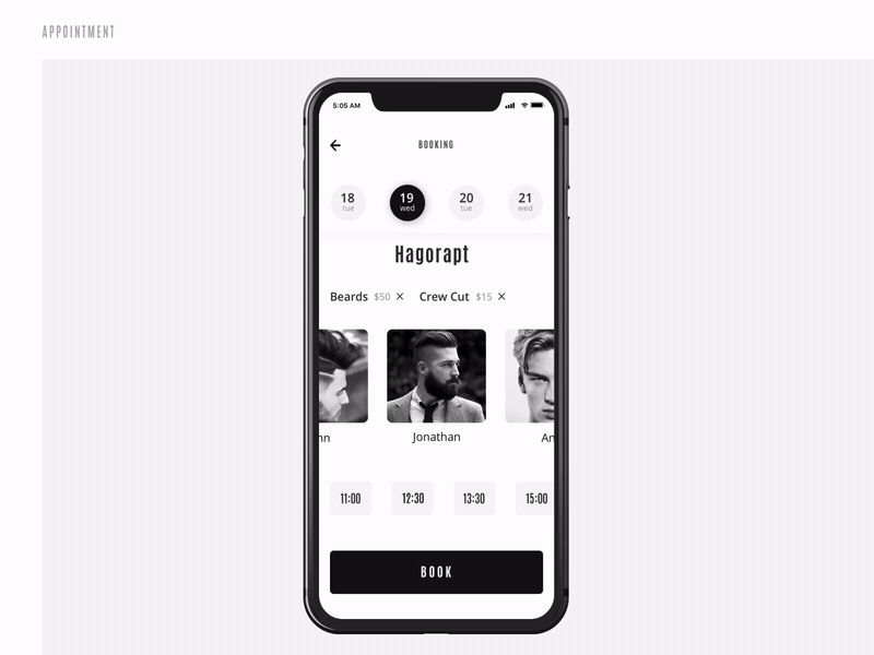 Stylist App ae barbershop dark ios principle sketch ui ux
