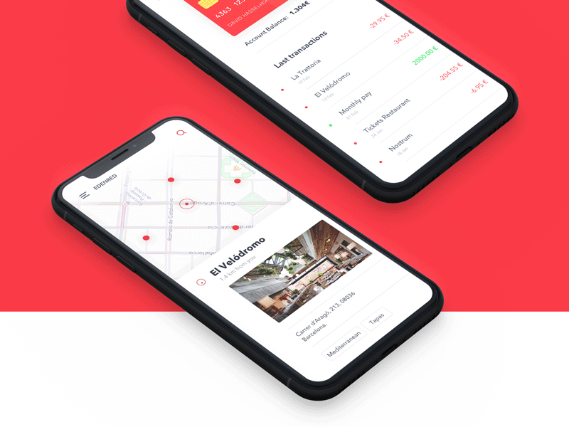 Edenred Remake app card map principle restaurant ticket transatcion