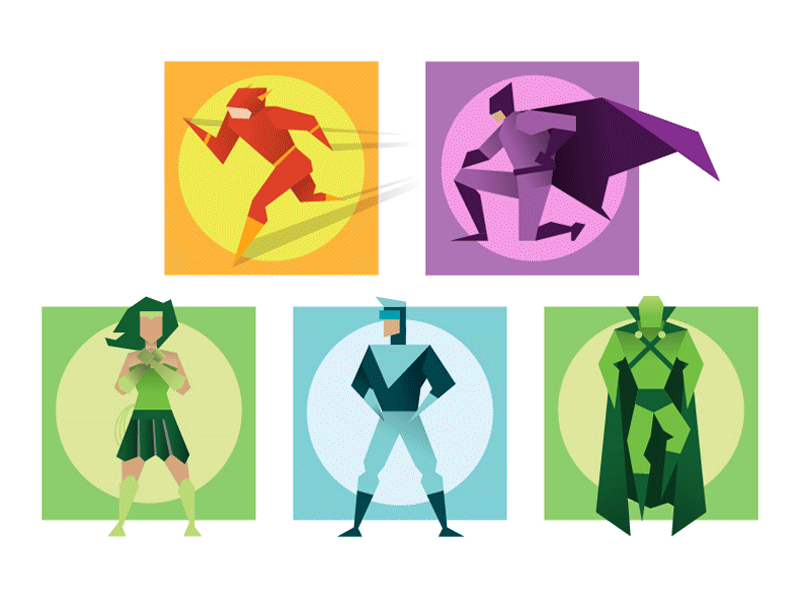 Superheroes batman booster gold comic book cut flash geometric illustration martian manhunter simple superhero vector wonder woman