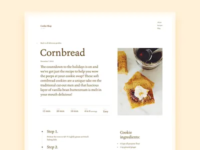 Cookie Shop Recipe concept cookies flat interface recipe shop showcase ui ux white