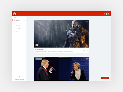 Masts Version Two dashboard design feed minimal red social ui ux web