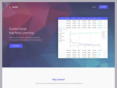 Comet - Homepage ai blue comet cta home homepage machine learning ml poly space