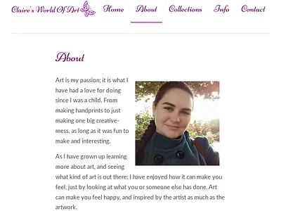 About Page about art ecommerce website