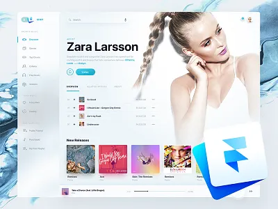 Holo Music UI Kit Framer Freebie cover framer freebie kit music online player sketch spotify streaming ui ui kit