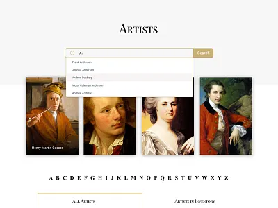 Artist Search Page filed search