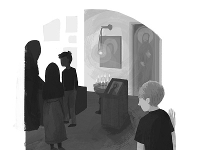 Shepherding Sam Interior Illustration 02 black and white book bw child church icon illustration monastery orthodox young adult