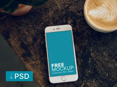 White iPhone Mockup with Coffee Mug and Vintage Wooden Table apple free high resolution iphone mock up mockup photorealistic photoshop psd workspace