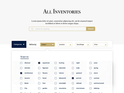 Filter design dropdown filter web