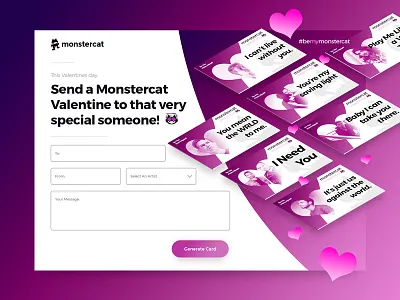 Be My Monstercat Redesign be my monstercat card generator generator monstercat product design uiux valentine valentines day website
