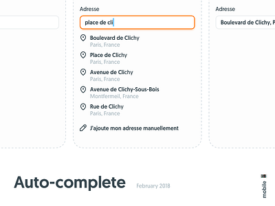 Auto-complete, Kitt : Ornikar Design System auto complete design system form input map mobile style guide ui kit