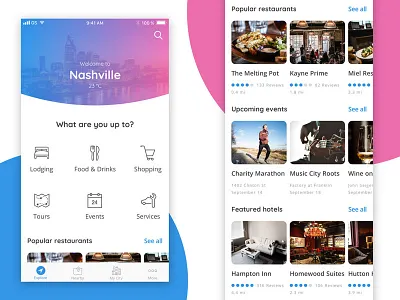 Digital City App dinner event food hotels ios mobile app modern restaurant service shopping simple smart