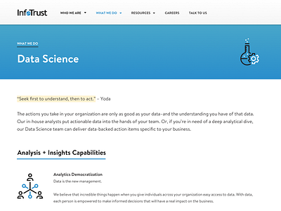 InfoTrust Marketing Site Redesign icons interface landing page marketing menu minimalist navigation ui ux web app website