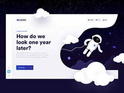 10C Blogpost 10clouds article astronaut blog blogpost clouds designers developers illustration post space spaceman