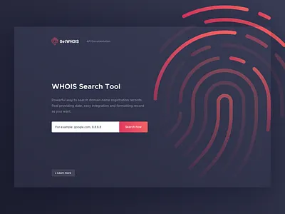 GetWHOIS - Top clean fingerprint landing page modern tool top ui web whois