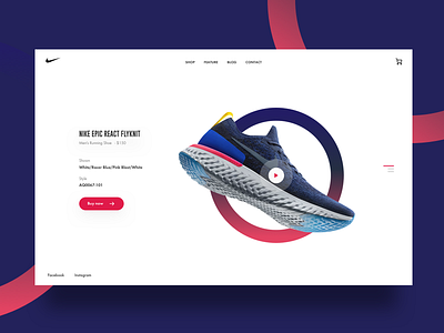 Nike Epic React Landing Page blue dark blue ecommerce epic react landing page nike red slide ui design ux design