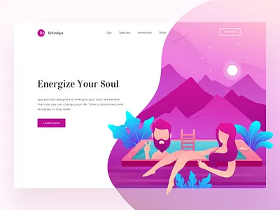 Header For RelaxSpa Landingpage header hotel illustration landing onboarding spa ui web website