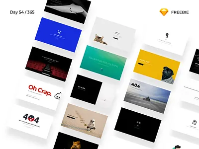 404 Error Pages - 20 Designs - Freebie | Day 54/365 - Project365 404 bundle error pages freebie freebie friday mega minimal project365 sketch sketch freebie ultimate freebie website freebie
