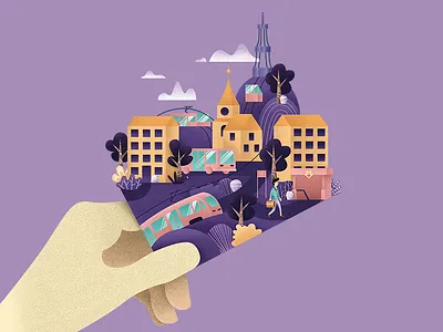 simplified commuting and transportation character city data platform illustration noise smart city smart prague wifi