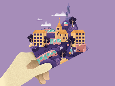 simplified commuting and transportation character city data platform illustration noise smart city smart prague wifi