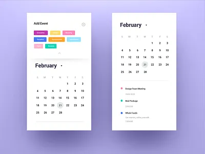 Daily Ui Challenge 038 - Calendar 038 app calendar challenge color daily daily ui minimal mobile ui
