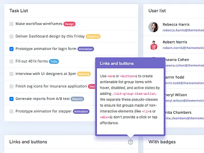 Popover color dashboard list purple ui user interface ux web