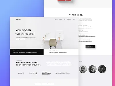 Oral Labs landing landing page language minimalist modern page ui