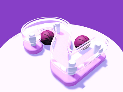 2 Dribbble Invites 2 3d c4d dribbble invite illustration number pink typography