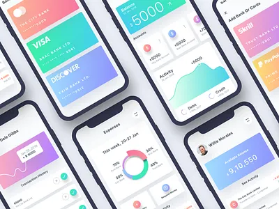 Banking App UI bank banking card cards contacts finance financial ios iphonex send money transactions