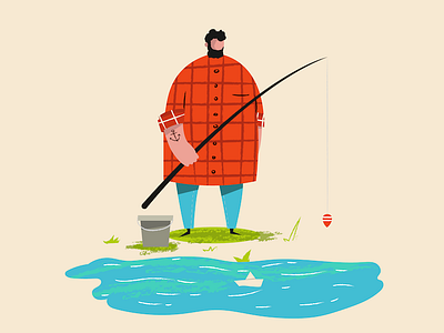 F is for Fisherman alphabet brushes fisherman illustration illustrator job vector work