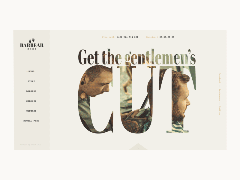 Barbear Website animation barbear barber gif haircut shave site ui ux vintage web website